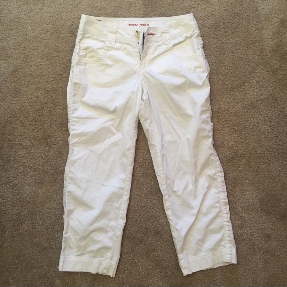 Worn Jeans White Cropped Pants